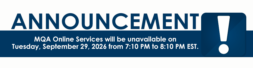 MQA Online Services unavailable September 29th 7:10pm-8:10 pm